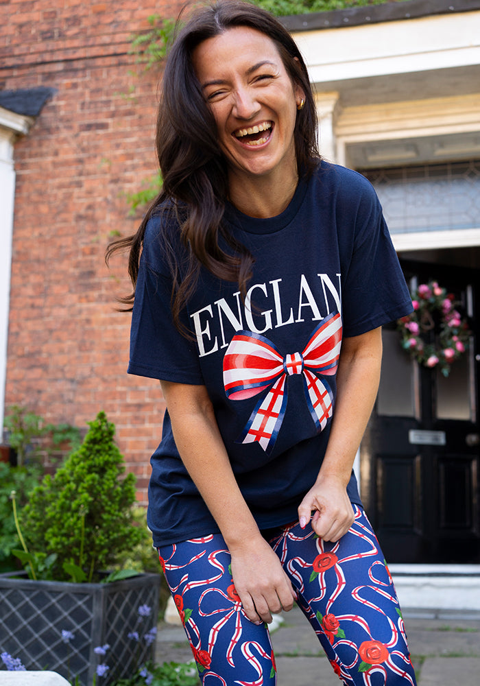 Fourth angle of Navy England Graphic T-Shirt, a classic navy t-shirt with England inspired graphic from Popsy Clothing.