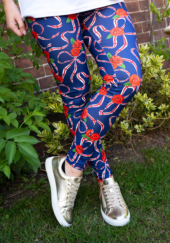 Seventh angle of Heath England Navy Print Leggings