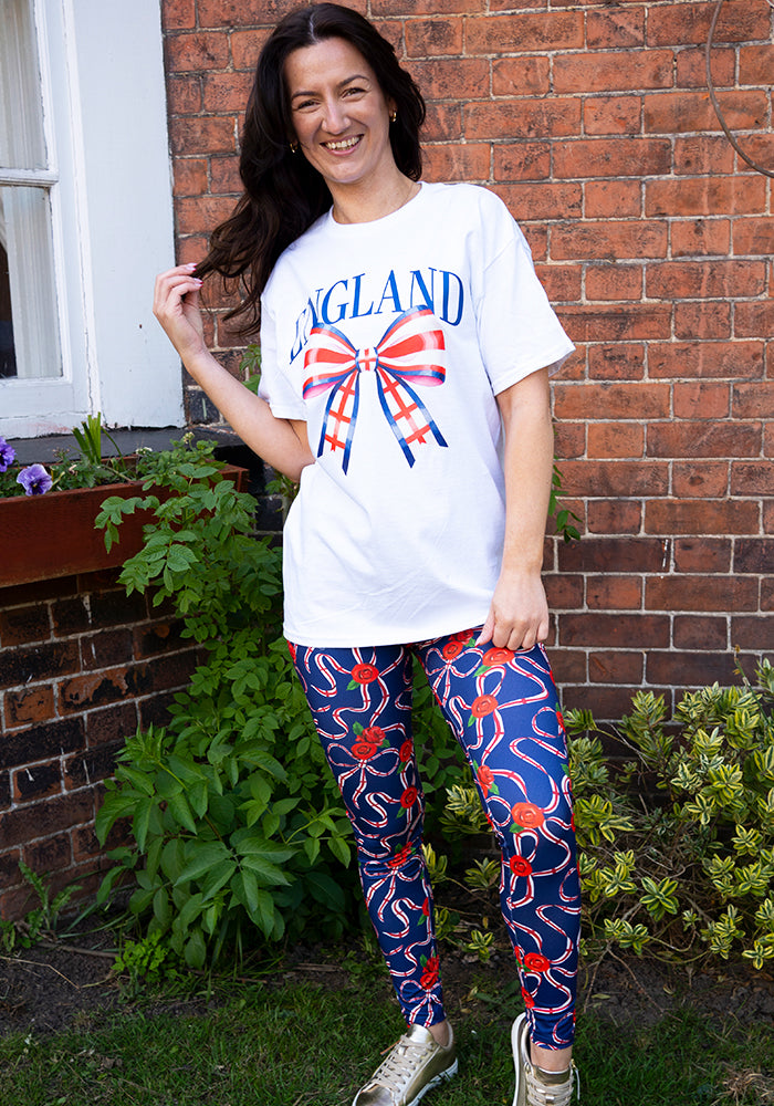 Sixth angle of Heath England Navy Print Leggings, heath Navy Leggings from Popsy Clothing with England Nation inspired print.