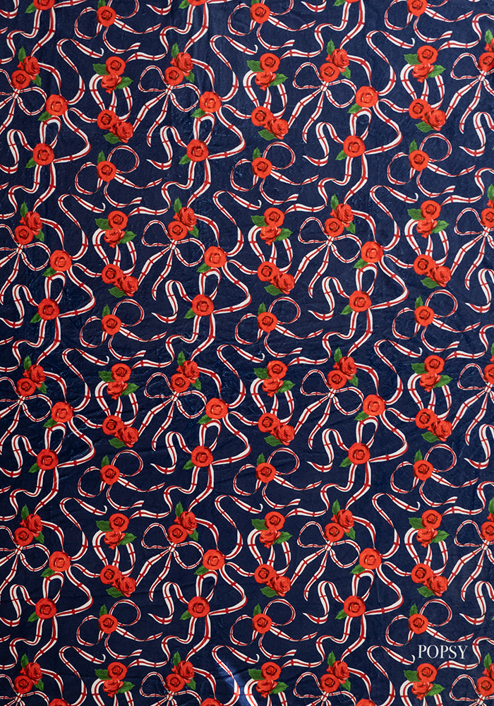 Third angle of England Navy Print Plush Throw Blanket (Pop-Under)