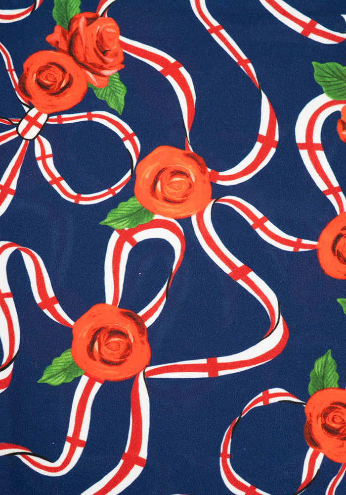 Second angle of Heath England Navy Print Leggings