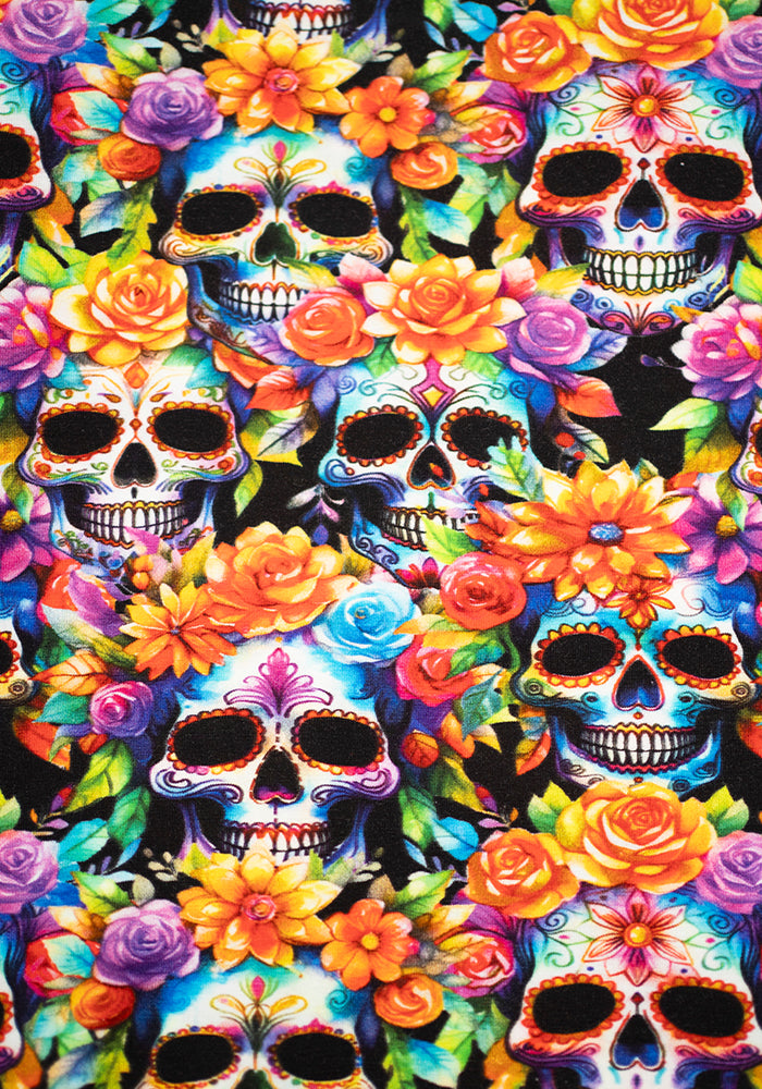 Second angle of Enza Rainbow Floral Skull Print Cotton Playsuit
