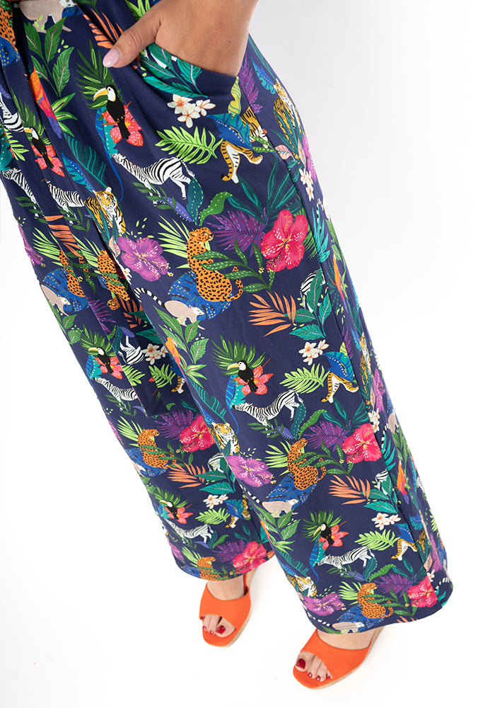 Ephron Jungle Fever Print Cotton Jumpsuit