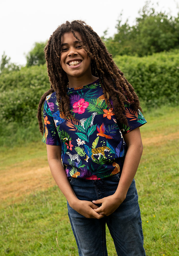 Children's Jungle Fever Print Cotton T-Shirt (Ephron)