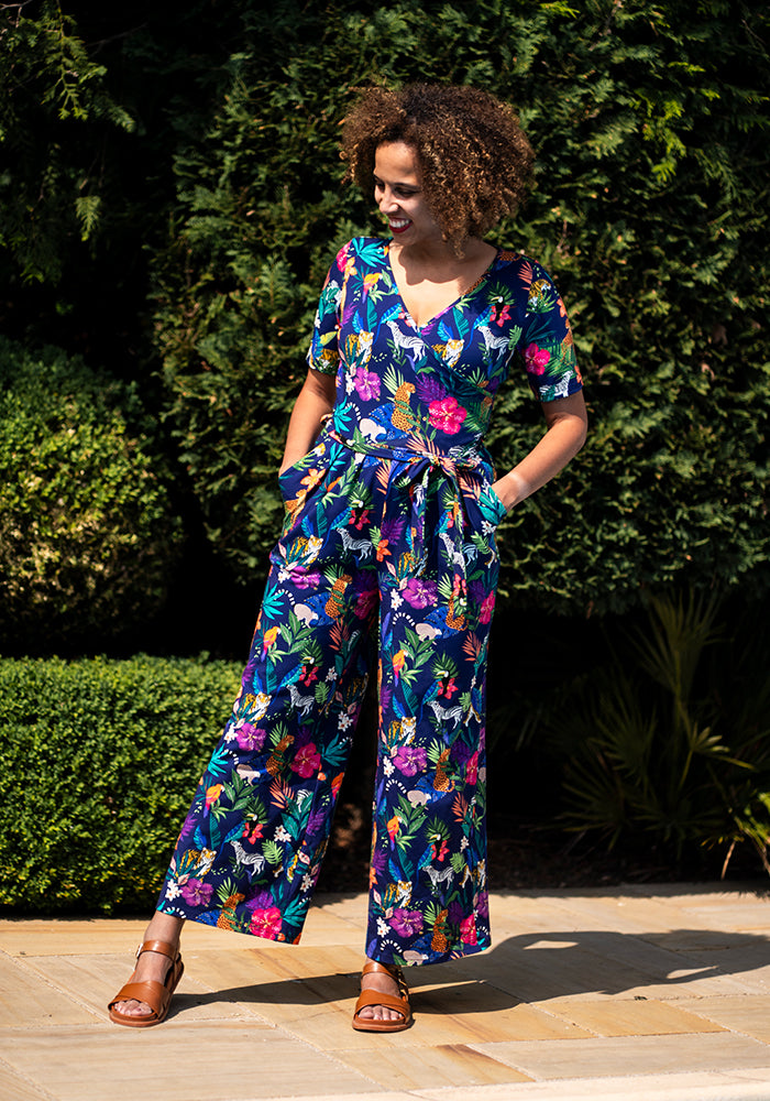 Ephron Jungle Fever Print Cotton Jumpsuit