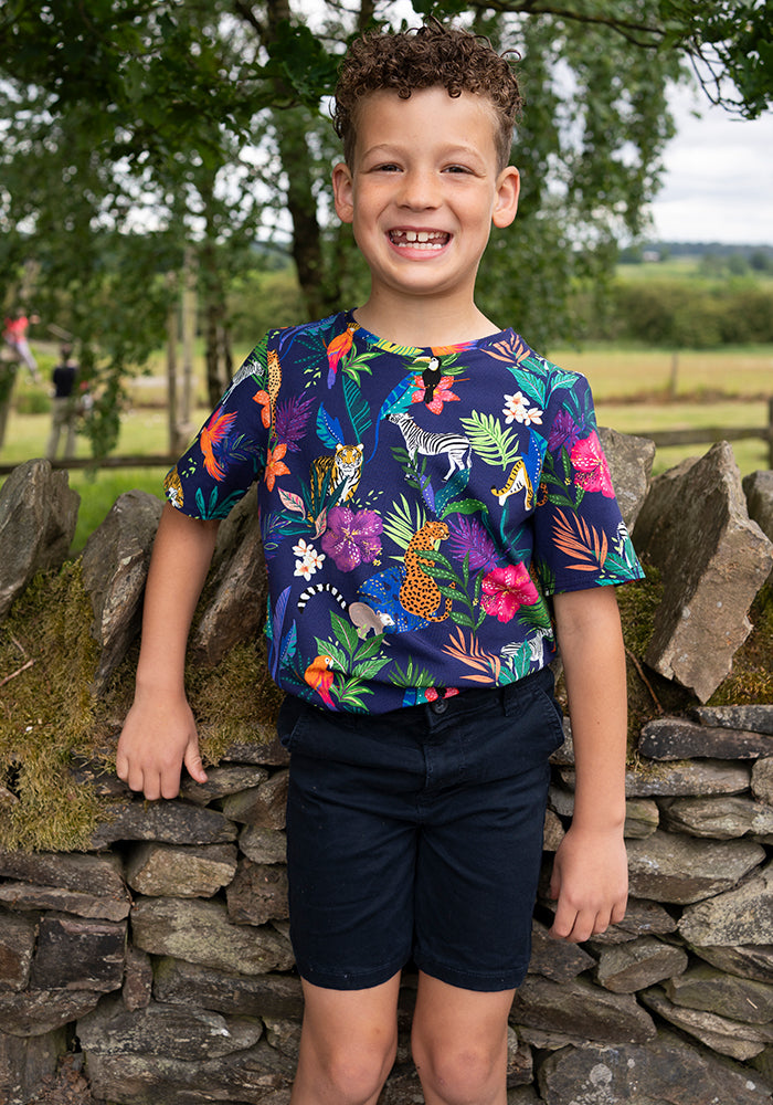 Children's Jungle Fever Print Cotton T-Shirt (Ephron)
