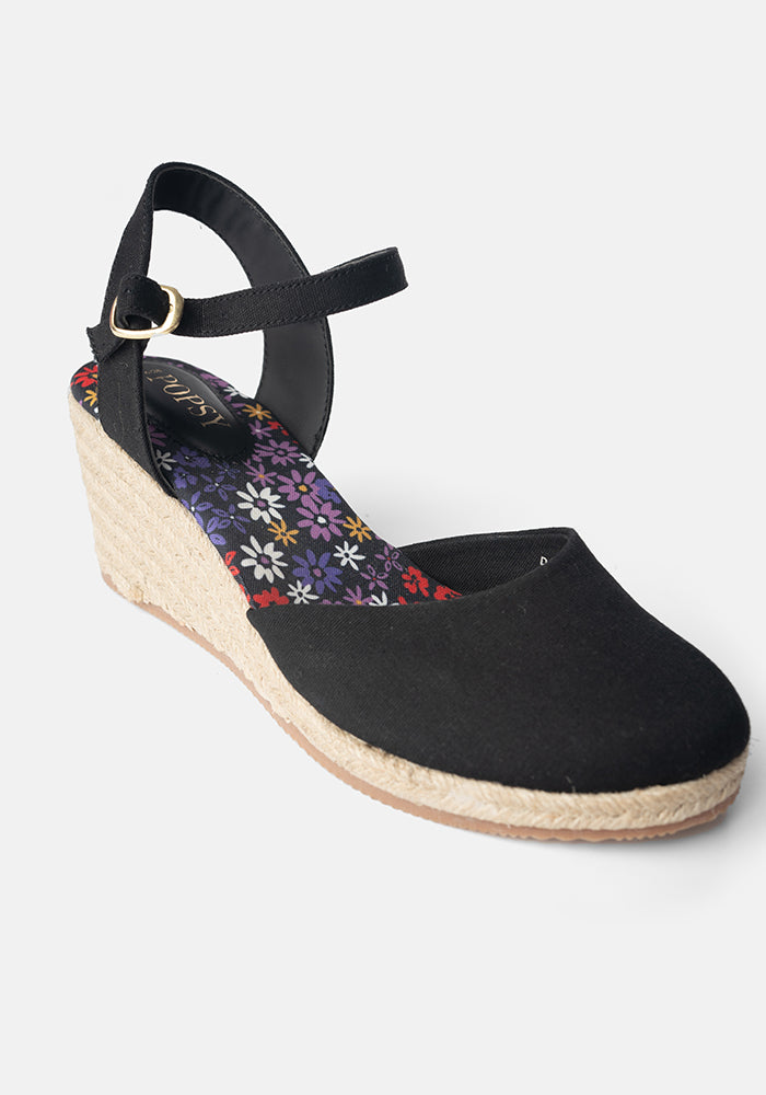 Black Espadrille Wedges