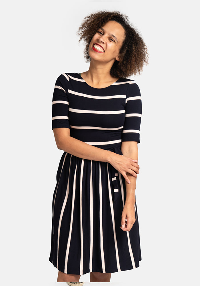 Essie Navy & Light Pink Stripe Dress