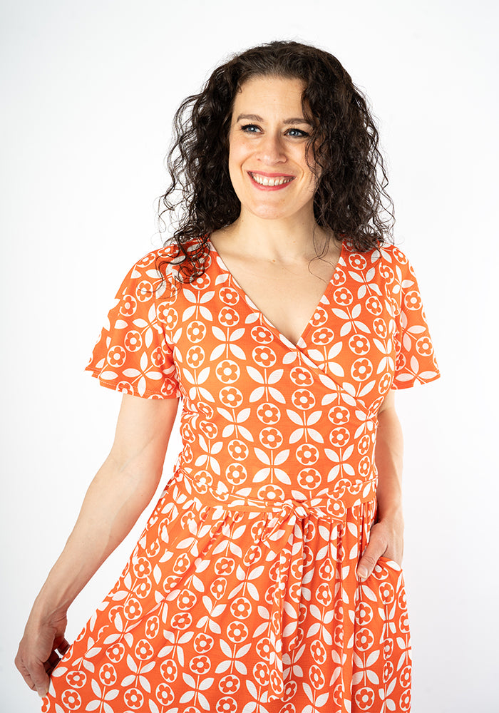 Seventh angle of Esti Retro Flower Print Tiered Hem Maxi Dress