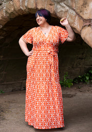 Esti Retro Flower Print Tiered Hem Maxi Dress
