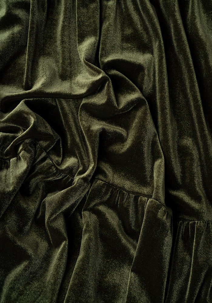 Estrella Moss Velvet Tiered Dress
