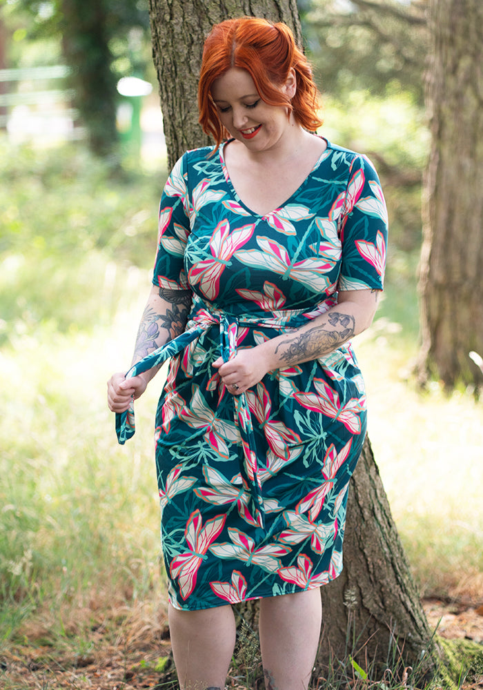 Sixth angle of Etis Layered Dragonfly Print Dress