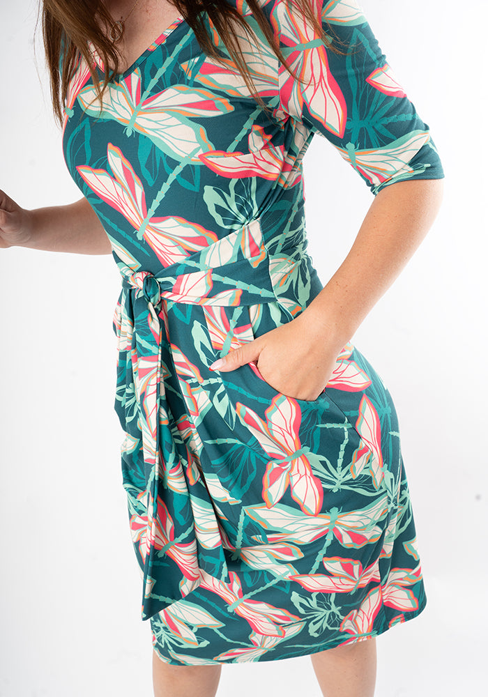 Seventh angle of Etis Layered Dragonfly Print Dress