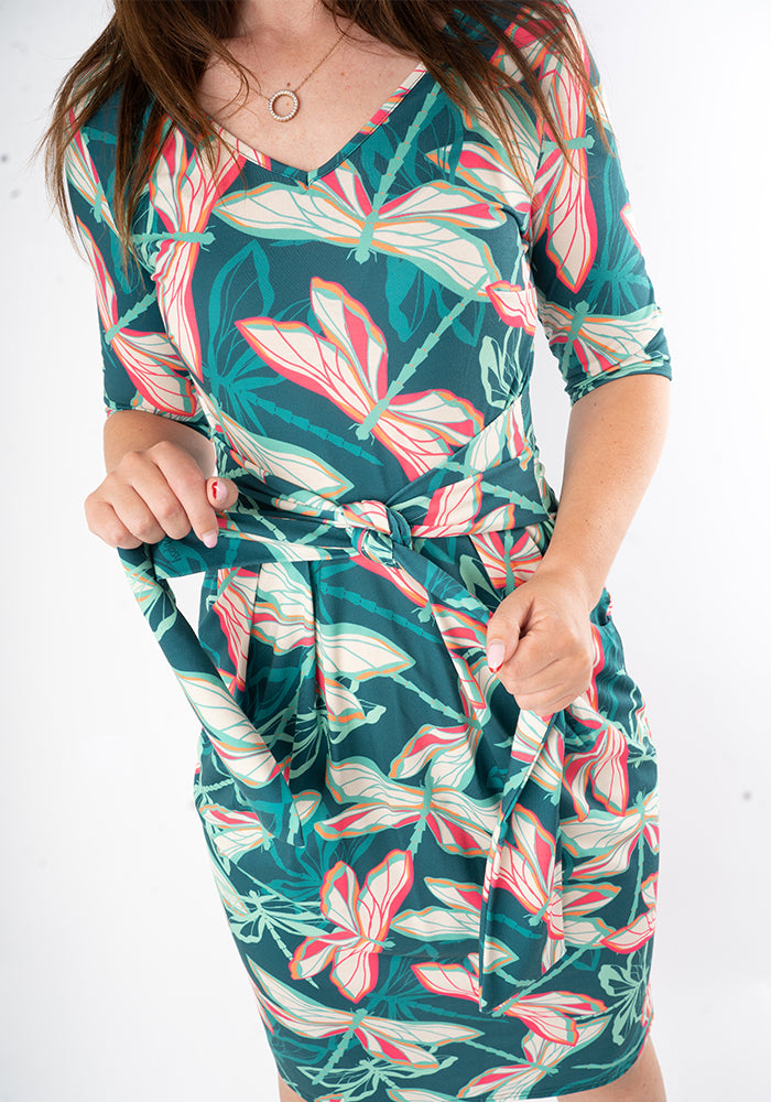 Fourth angle of Etis Layered Dragonfly Print Dress