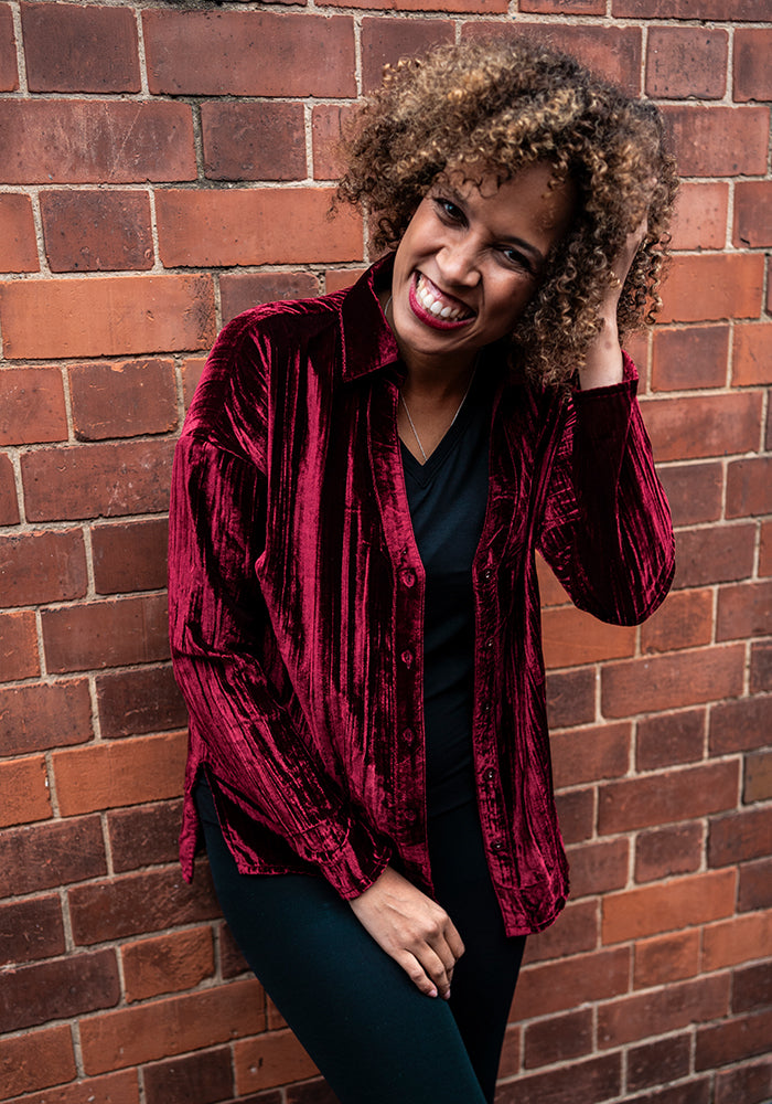 Tenth angle of Etty Berry Velvet Plisse Shirt