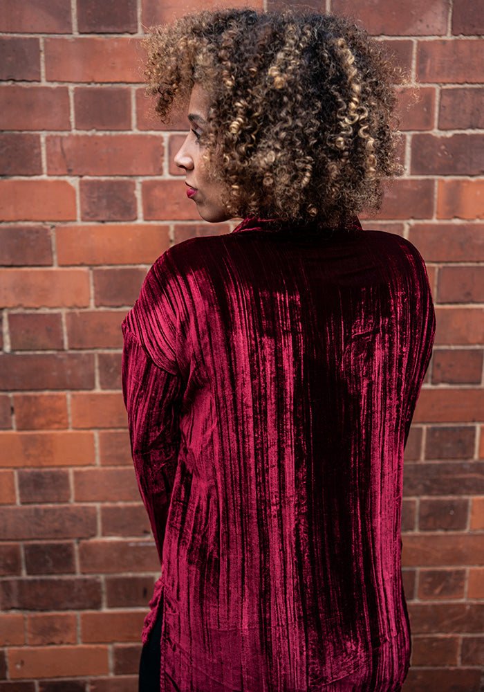 Fourth angle of Etty Berry Velvet Plisse Shirt