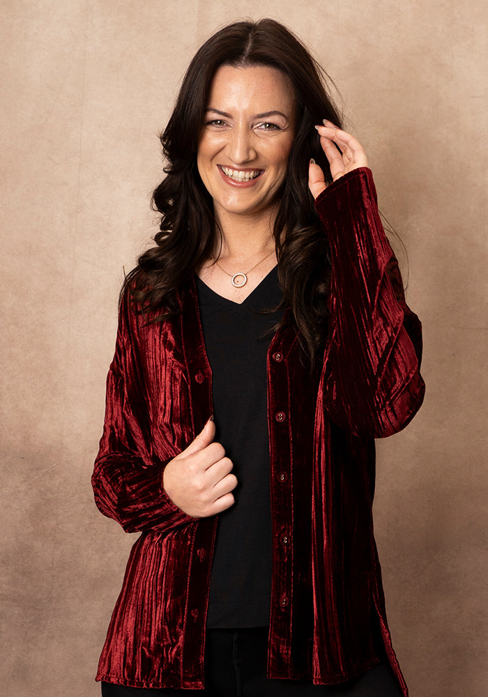 Ninth angle of Etty Berry Velvet Plisse Shirt
