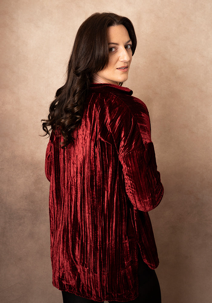 Eighth angle of Etty Berry Velvet Plisse Shirt