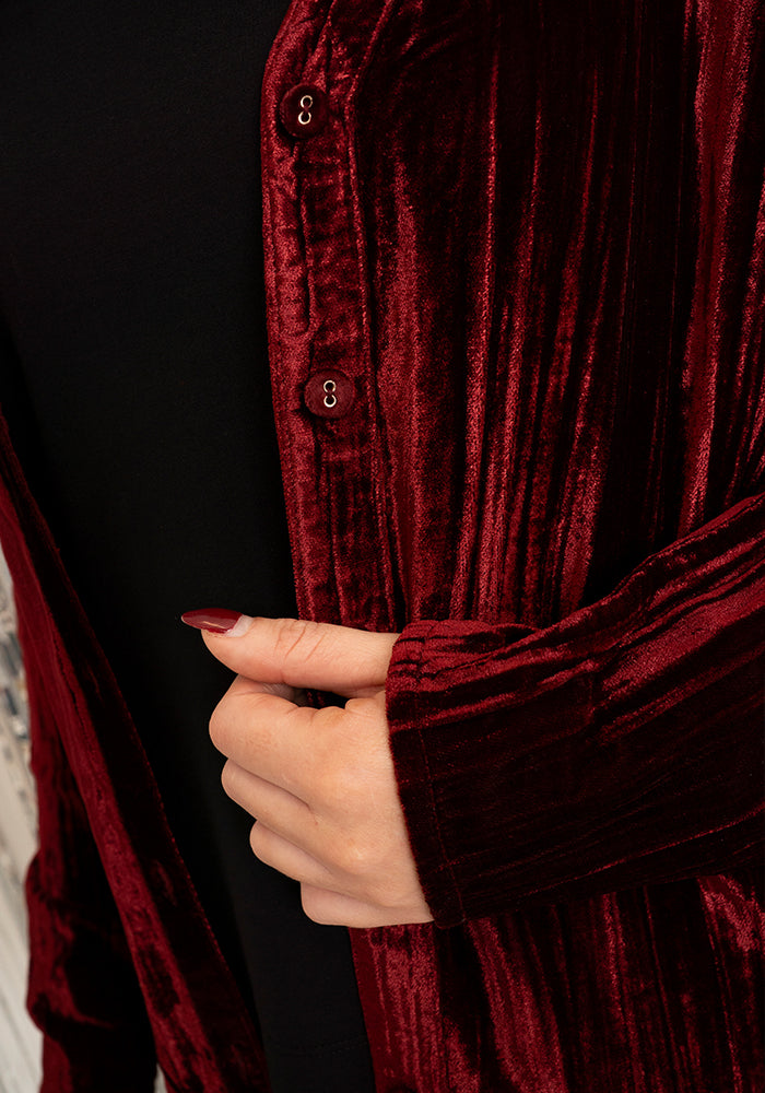 Seventh angle of Etty Berry Velvet Plisse Shirt