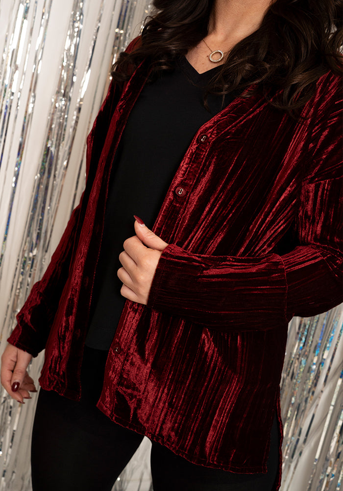Fifth angle of Etty Berry Velvet Plisse Shirt