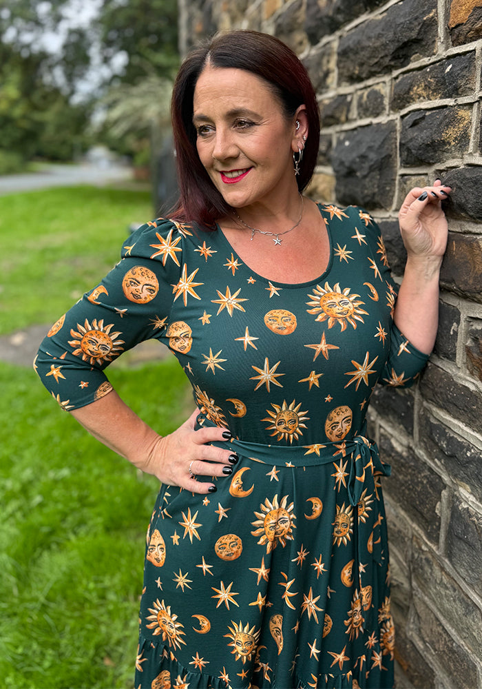 Eunice Hand Painted Celestial Print Midaxi Dress