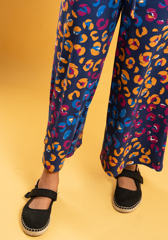 Fifth angle of Eva Animal Patchwork Print Cotton Culotte Leg Jumpsuit