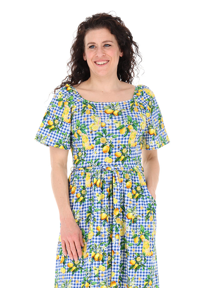 Fifth angle of Amalia Lemonade Print Cotton Midaxi Dress