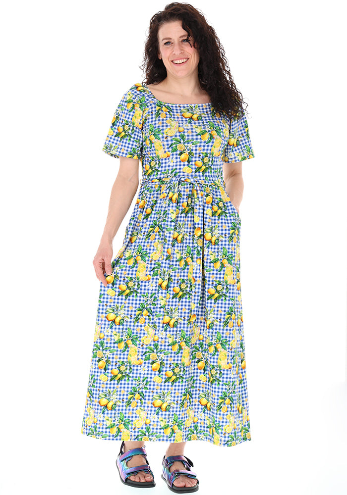 Fourth angle of Amalia Lemonade Print Cotton Midaxi Dress