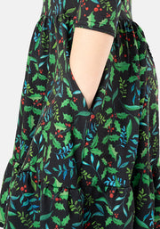 Children's Holly Print Dress (Evergreen)