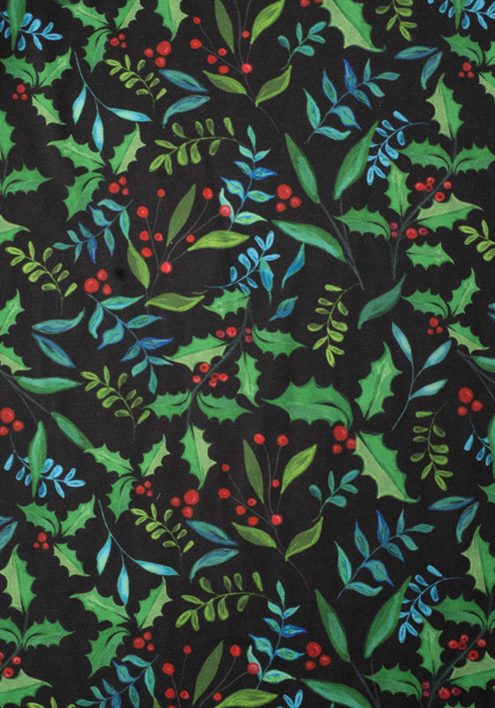 Children's Holly Print Dress (Evergreen)
