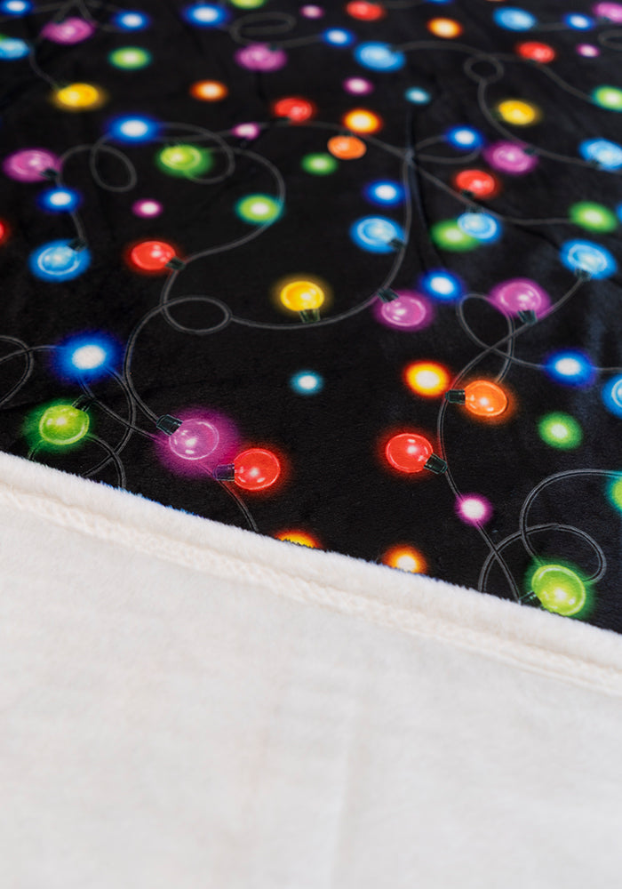Extra Long Fairy Lights Print Plush Throw Blanket (Pop-Under)