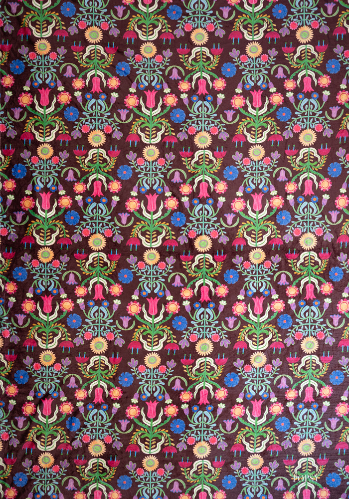 Extra Long Folk Tile Print Plush Throw Blanket (Pop-Under)
