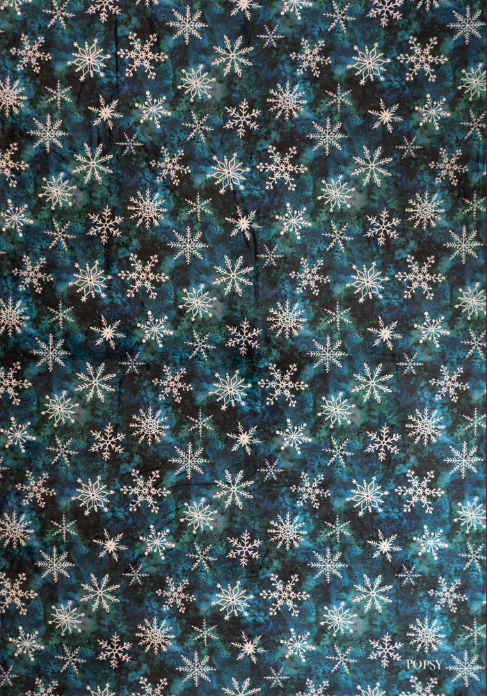 Extra Long Teal Snowflake Print Plush Throw Blanket (Pop-Under)