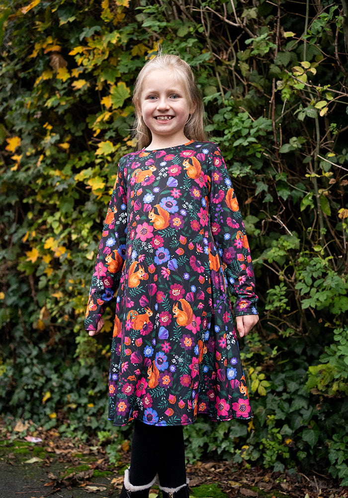 Children's Hidden Squirrel Print Dress (Ezrie)