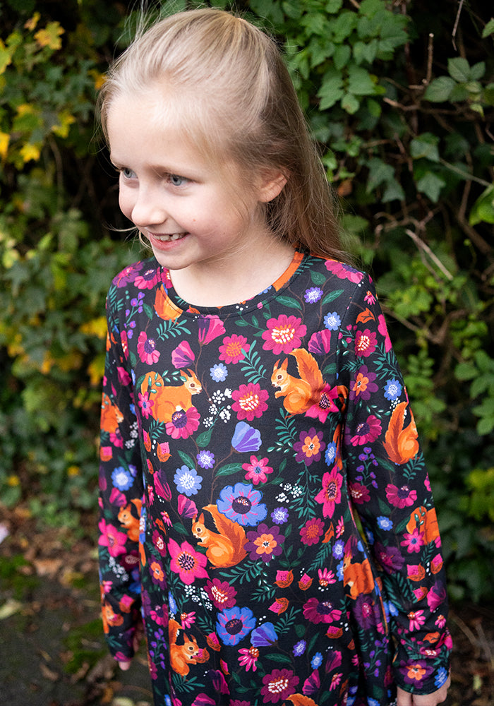 Children's Hidden Squirrel Print Dress (Ezrie)