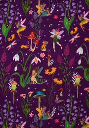 Fauna Fairy Garden Print Cotton Midi Dress