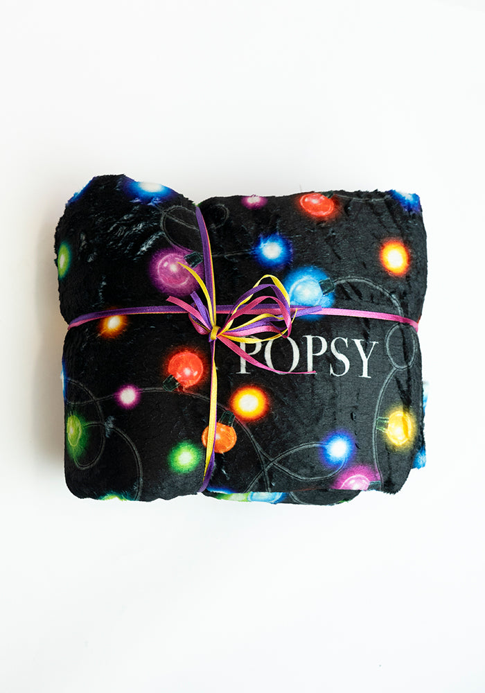 Extra Long Fairy Lights Print Plush Throw Blanket (Pop-Under)