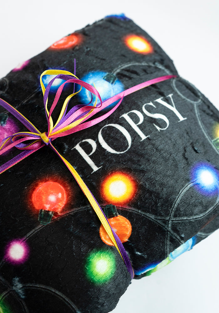 Extra Long Fairy Lights Print Plush Throw Blanket (Pop-Under)