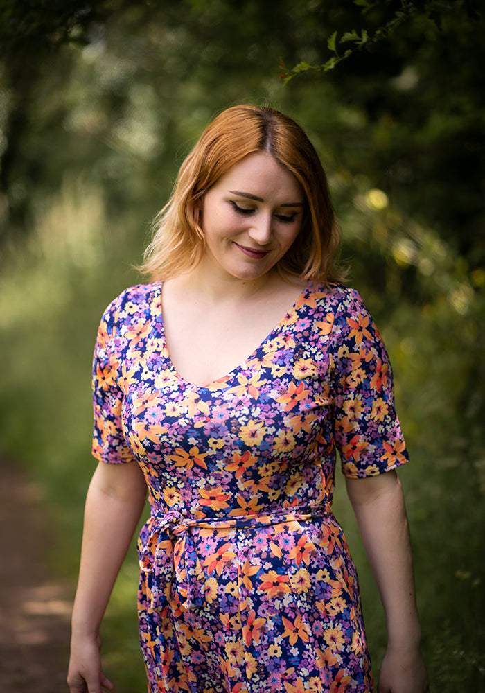 Sofia-Rose Purple Floral Print Culotte Leg Jumpsuit
