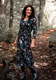 Flurry Aurora Scene Print Cotton Midi Dress