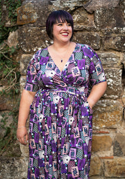 Fabienne Card Games Print Midi Dress