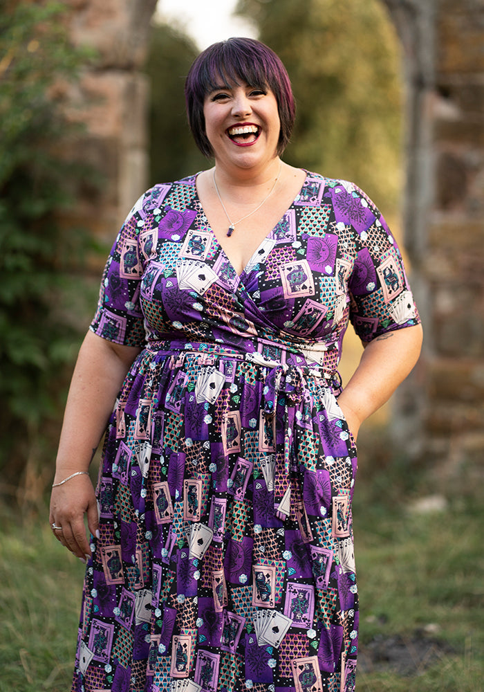 Seventh angle of Fabienne Card Games Print Jersey Midi Dress
