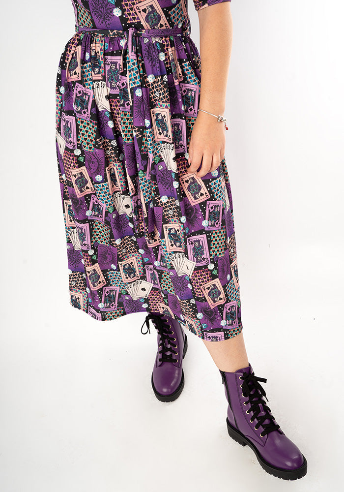 Eighth angle of Fabienne Card Games Print Jersey Midi Dress