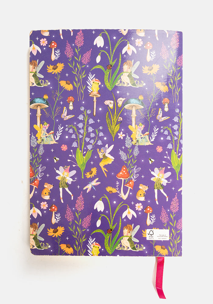 Fifth angle of Cute Fairy Garden Print Notebook - Colourful Quirky Journal Gift