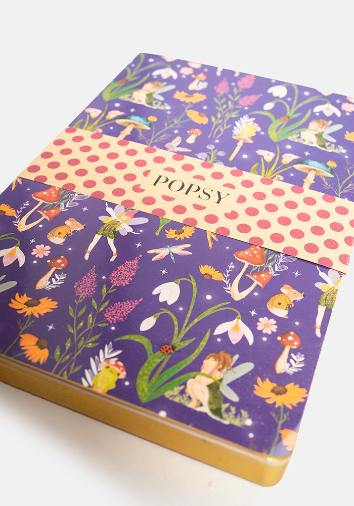 Second angle of Cute Fairy Garden Print Notebook - Colourful Quirky Journal Gift
