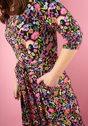Faith Garden Rainbow Print Viscose Midi Dress