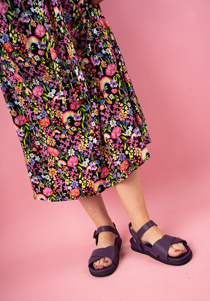 Faith Garden Rainbow Print Viscose Midi Dress