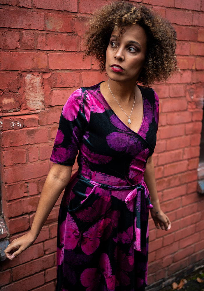 Eleventh angle of Farasha Butterfly Printed Velour Swing Dress