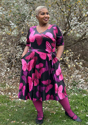 Farasha Butterfly Printed Velour Swing Dress