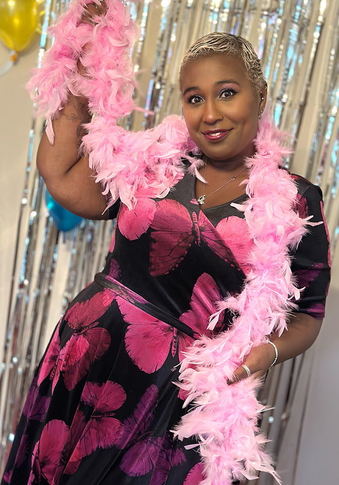 Farasha Butterfly Printed Velour Swing Dress